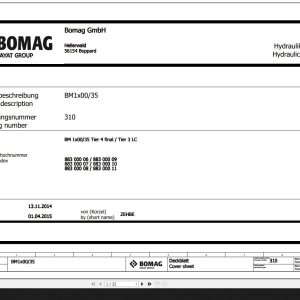Bomag BM1x00 35 Tier 4Final Tier 3LC Hydraulic Schematic Function 310 2015 EN DE
