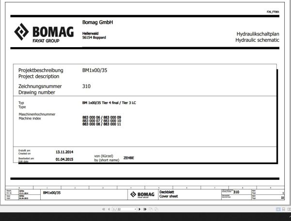 Bomag BM1x00 35 Tier 4Final Tier 3LC Hydraulic Schematic Function 310 2015 EN DE