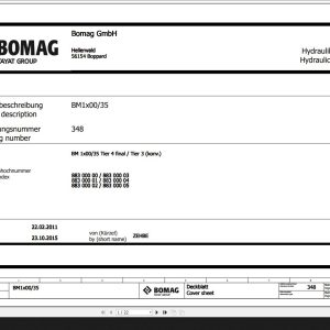 Bomag BM1x00 35 Tier4 final BM1x00 35 Tier3 Hydraulic Schematic Function 348 2015 EN DE