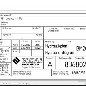 Bomag BM2000 60 Hydraulic Schematic Drawing No83680261 2020 EN DE
