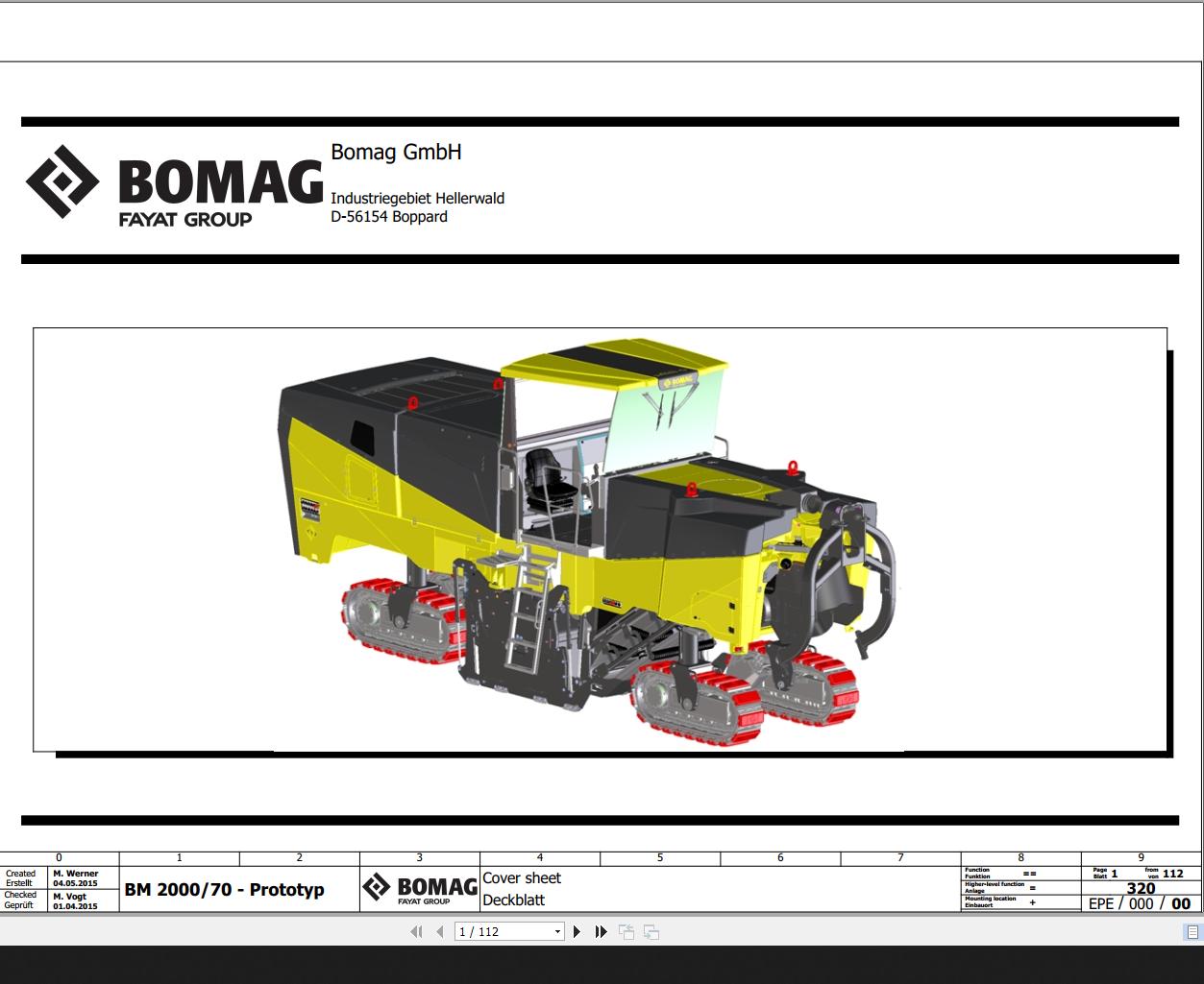 Bomag BM2000 70 Prototyp Wiring Diagram Function 320 2015 EN DE
