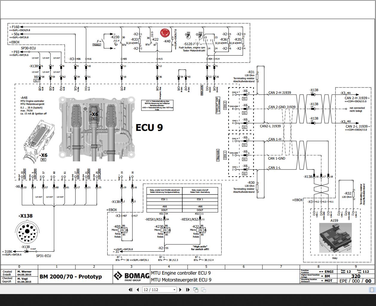 Bomag BM2000-70 Prototyp Wiring Diagram Function 320 2015 EN DE