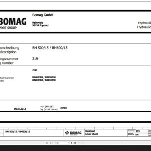 Bomag BM500 15 BM600 15 Wiring Diagram Function 219 2013 EN DE