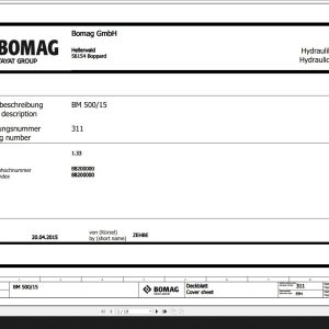 Bomag BM500 15 Hydraulic Schematic Function 311 2011 EN DE