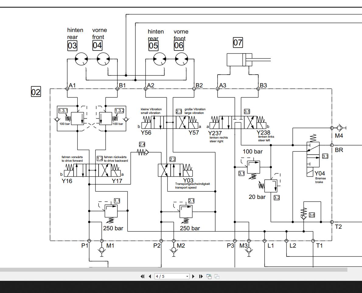 Bomag BMP8500 Hydraulic Schematic Function 22 2010 EN DE