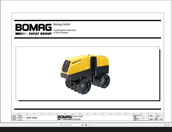 Bomag BMP8500 Wiring Diagram Function 73 2011 EN DE