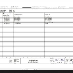 Bomag BMP851 Circuit Diagram Drawing No72400161 2003 EN DE