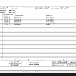 Bomag BMP851 Circuit Diagram Drawing No72400175 2005 EN DE