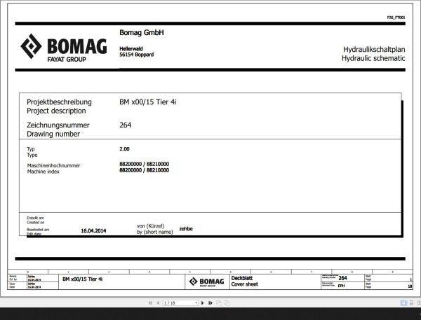 Bomag BMx00 15 Tier 4i Hydraulic Schematic Function 264 2014 EN DE