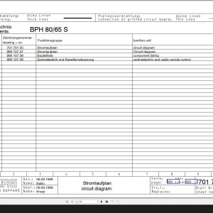 Bomag BPH80 S BPH65 S Circuit Diagram Drawing No70170107 1999 EN DE