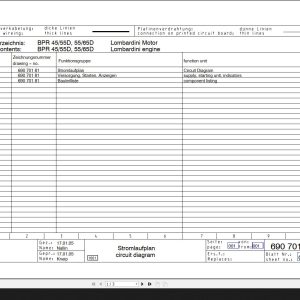 Bomag BPR45 55D55 65D Lombardini Engine Circuit Diagram Drawing No69070181 2005 EN DE
