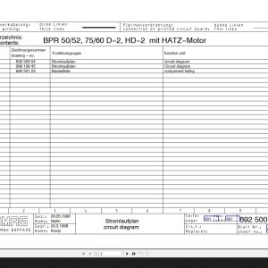 Bomag BPR50 5275 60D 2HD 2 mit Hatz Motor Circuit Diagram Drawing No69250004 1998 EN DE