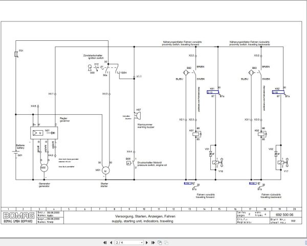 Bomag BPR75 60 D 3 HD 3 Circuit Diagram Drawing No69250006 2000 EN DE 1