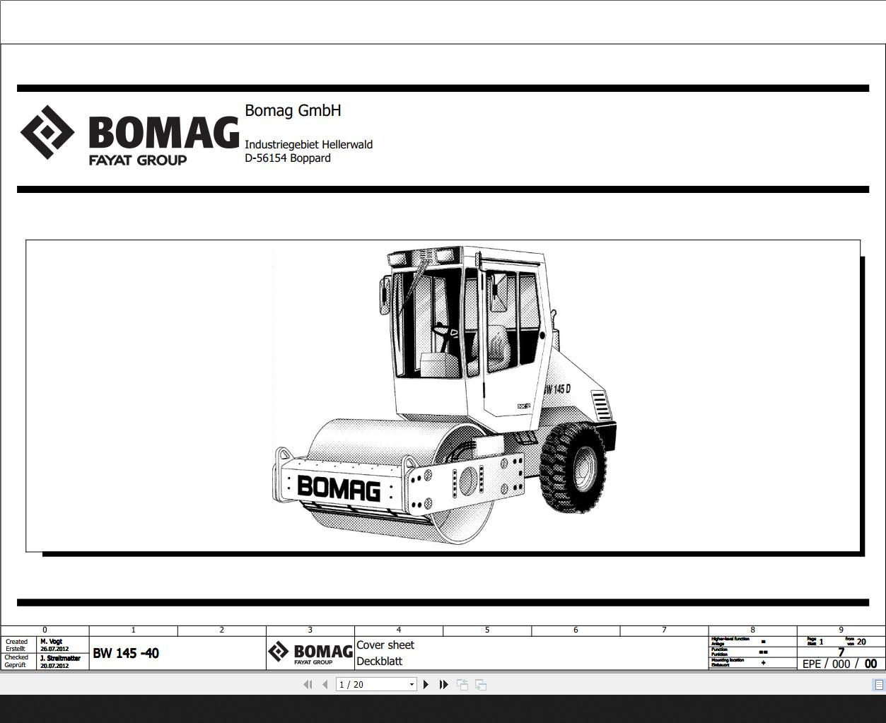 Bomag BW 145 40 Wiring Diagram Funtion 7 2012 EN DE