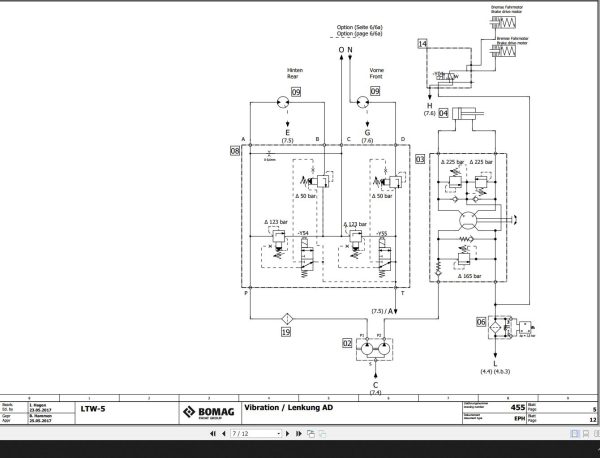 Bomag BW100AD 5 BW100AC 5 BW120AC 5 BW120AD 5 Tier 4f Hydraulic Schematic Function 455 2017 EN DE 1 1