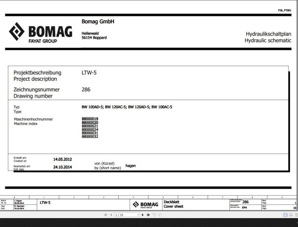 Bomag BW100AD 5 BW120AC 5 BW120AD 5 BW100AC 5 Hydraulic Schematic Function 286 2014 EN DE 1