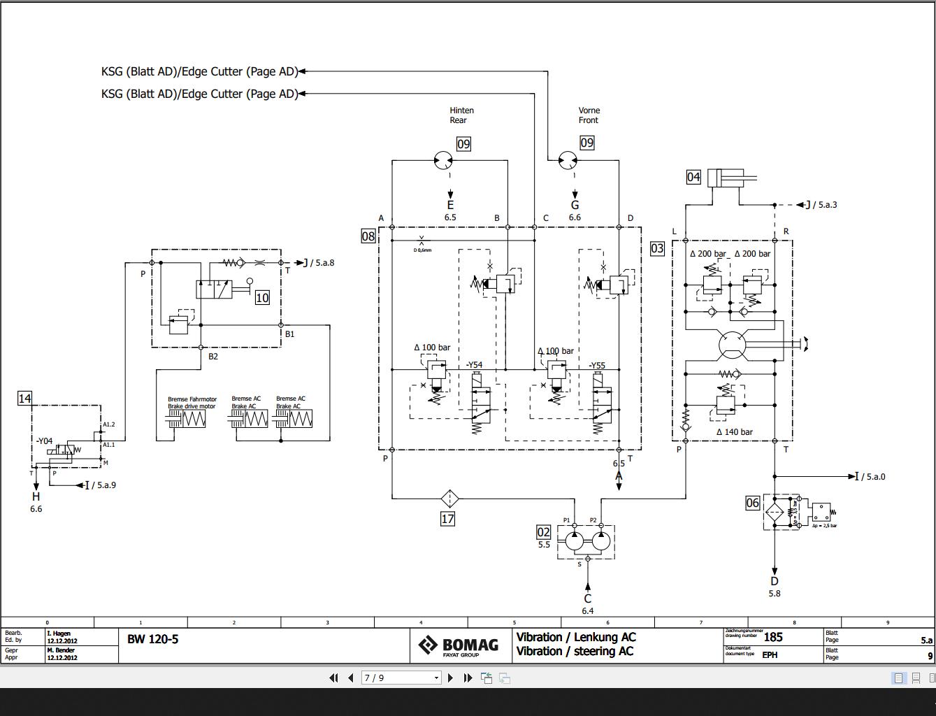 Bomag BW100AD-5, BW120AC-5, BW120AD-5 Wiring Diagram Function 185 2012