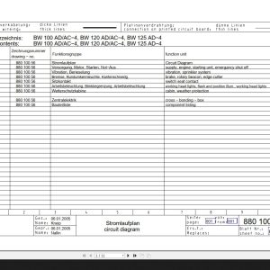 Bomag BW100AD AC 4 BW12 AC AC 4 BW125AD 4 Circuit Diagram Drawing No 88010056 2005 EN DE