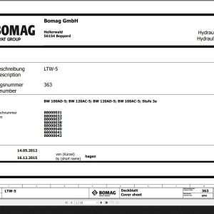 Bomag BW100 120 AD 5 BW100 120 AC 5 Stufe 3a Hydraulic Schematic Function 363 2015 EN DE