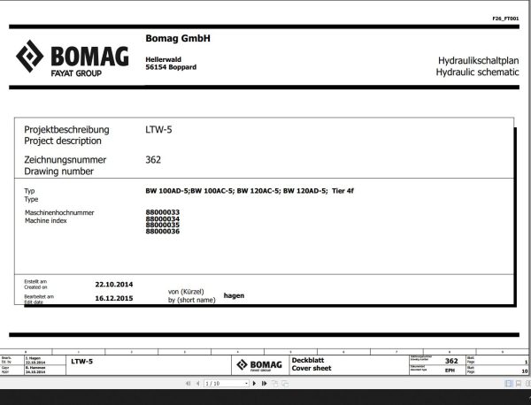 Bomag BW100 120 AD 5 BW100 120 AC 5 Tier 4f Hydraulic Schematic Function 362 2015 EN DE 1