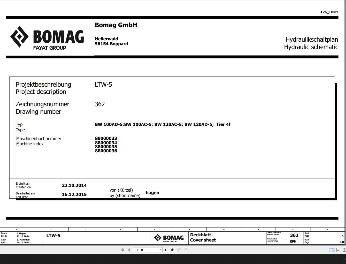 Bomag BW100 120 AD 5 BW100 120 AC 5 Tier 4f Hydraulic Schematic Function 362 2015 EN DE 1