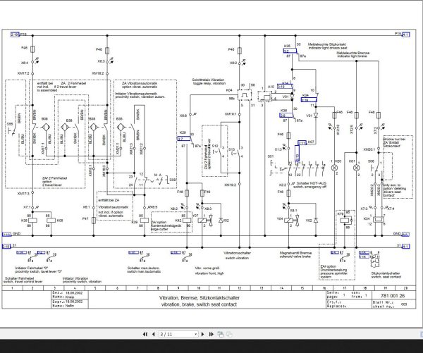 Bomag BW100 120 AD AC 3 BW125ADH BW135 138 AD AC C747B C754B Circuit Diagram Drawing No 78100126 2002 EN DE 1 1