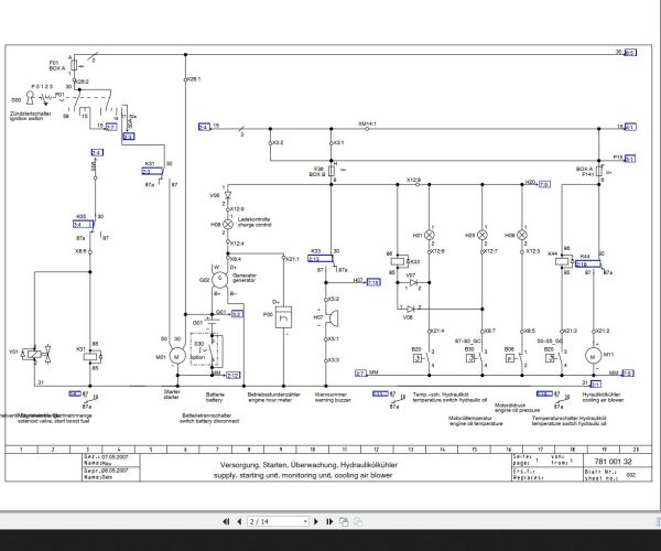 Bomag BW100 120 AD AC 3 BW125ADH BW135 138AD AC C747B C754B Circuit Diagram Drawing No 78100132 2007 EN DE 1 1