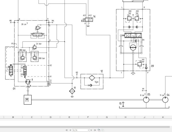 Bomag BW100 120 AD AC 4 Hydraulic Schematic Drawing No 88003065 2004 EN DE 1 1