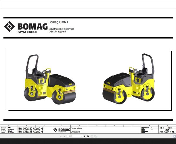 Bomag BW100 120 AD AC 5 BW135 138 AD AC 5 Wiring Diagram Function 214 2013 EN DE