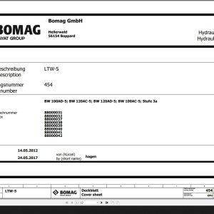Bomag BW100 120AD 5 BW100 120AC 5 Stufe 3a Hydraulic Schematic Function 454 2017 EN DE