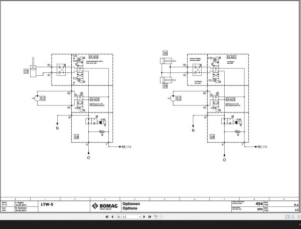 Bomag BW100 120AD 5 BW100 120AC 5 Stufe 3a Hydraulic Schematic Function 454 2017 EN DE 1