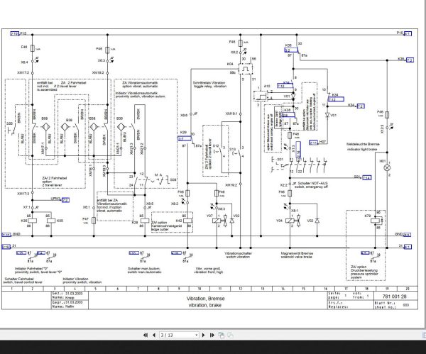 Bomag BW100 120AD AC 3 BW125ADH BW135 138AD AC C747B C754B Circuit Diagram Drawing No 78100128 2003 EN DE 1