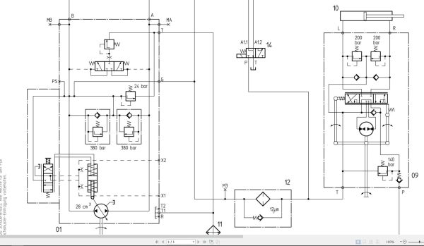 Bomag BW100 120 125 AD 4 Hydraulic Schematic Drawing No 88003113 2005 EN DE 1 1