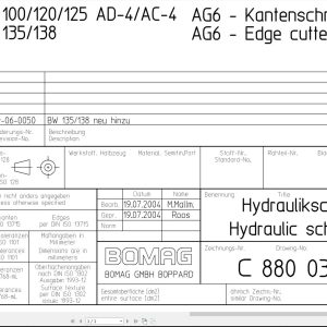 Bomag BW100 120 125 AD AC 4 BW135 138 Hydraulic Schematic Drawing No 88003079 2004 EN DE 1