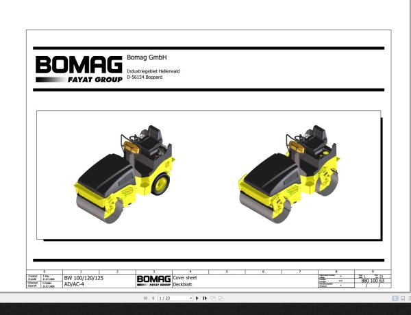 Bomag BW100 120 125 AD AC 4 Circuit Diagram Drawing No 88010063 2008 EN DE