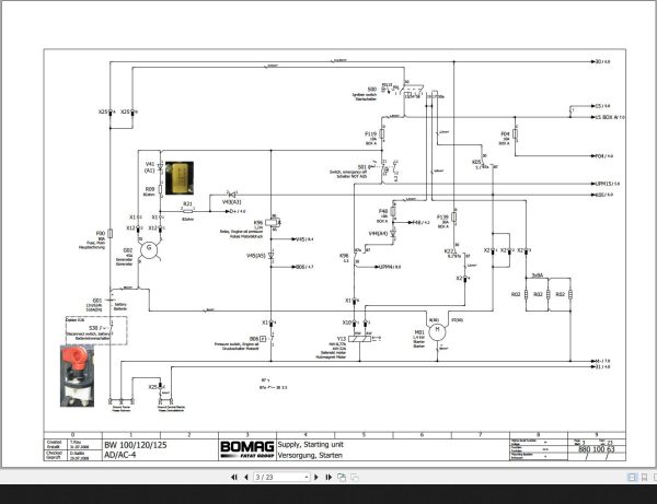 Bomag BW100 120 125 AD AC 4 Circuit Diagram Drawing No 88010063 2008 EN DE 1