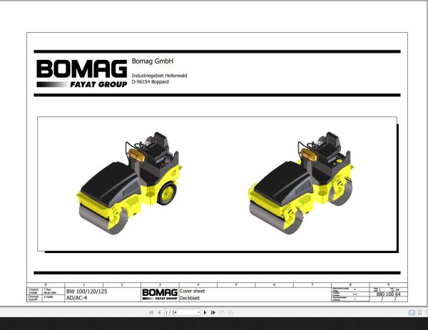 Bomag BW100 120 125 AD AC 4 Circuit Diagram Drawing No 88010064 2009 EN DE 1