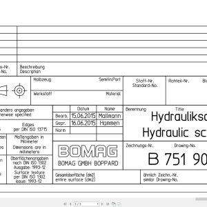 Bomag BW115AC 5 Hydraulic Schematic Drawing No 75190105 2015 EN DE 1