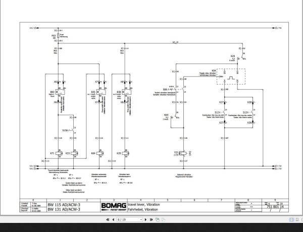 Bomag BW115AD 3 BW115ACW 3 BW131AD 3 BW131ACW 3 Circuit Diagram Drawing No 75180114 2008 EN DE 1