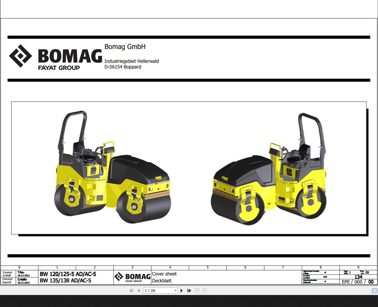 Bomag BW120 125 5 AD AC 5 BW135 138 AD AC 5 Wiring Diagram Function 134 2012 EN DE