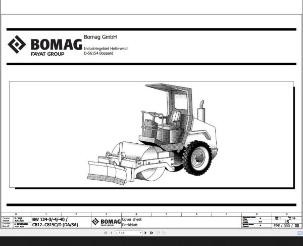 Bomag BW124 3 4 40 C812 815C DDASA Wiring Diagram Function 15 2012 EN DE