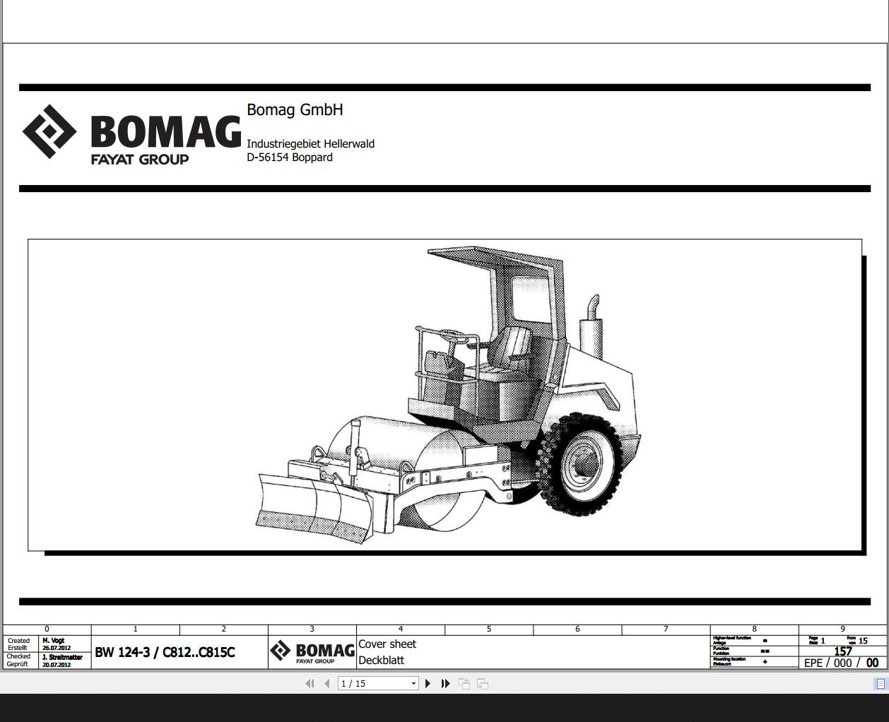 Bomag BW124 3 C812 C815C Wiring Diagram Function 157 2012 EN DE 1