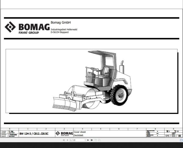 Bomag BW124 3 C812 C815C Wiring Diagram Function 157 2012 EN DE