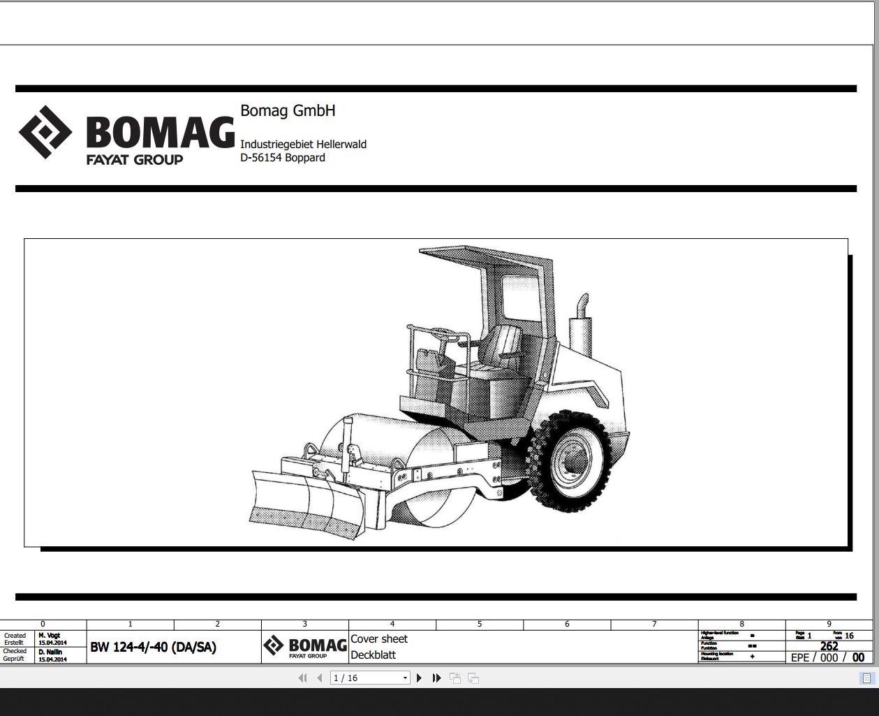 Bomag BW124 4 40 DA SA Wiring Diagram Function 262 2014 EN DE