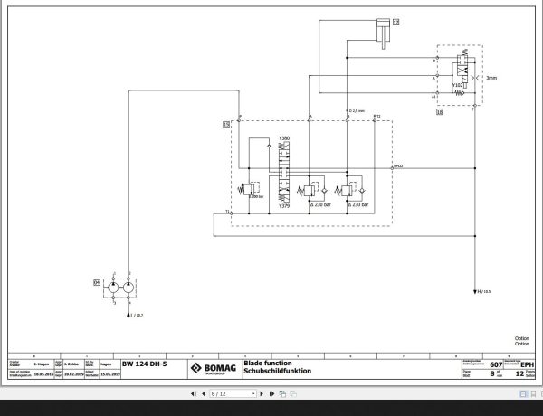 Bomag BW124DH 5 BW124PDH 5 Hydraulic Schematic Function 607 2019 EN DE 1