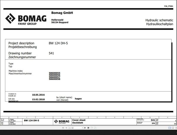 Bomag BW124DH 5 Hydraulic Schematic Function 541 2018 EN DE 1