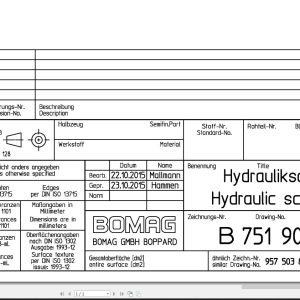 Bomag BW131AD 5 Hydraulic Schematic Drawing No 75190107 2015 EN DE