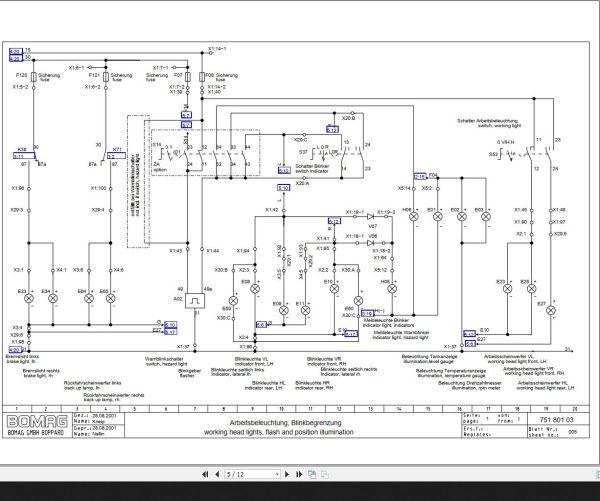 Bomag BW131 115 AD 2 BW131 115 ACW 2 Circuit Diagram Drawing No 75180103 2001 EN DE 1