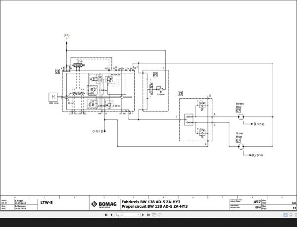 Bomag BW135AD 5 BW138AD 5 BW138AC 5 T4f Hydraulic Schematic Function 457 2017 EN DE 1