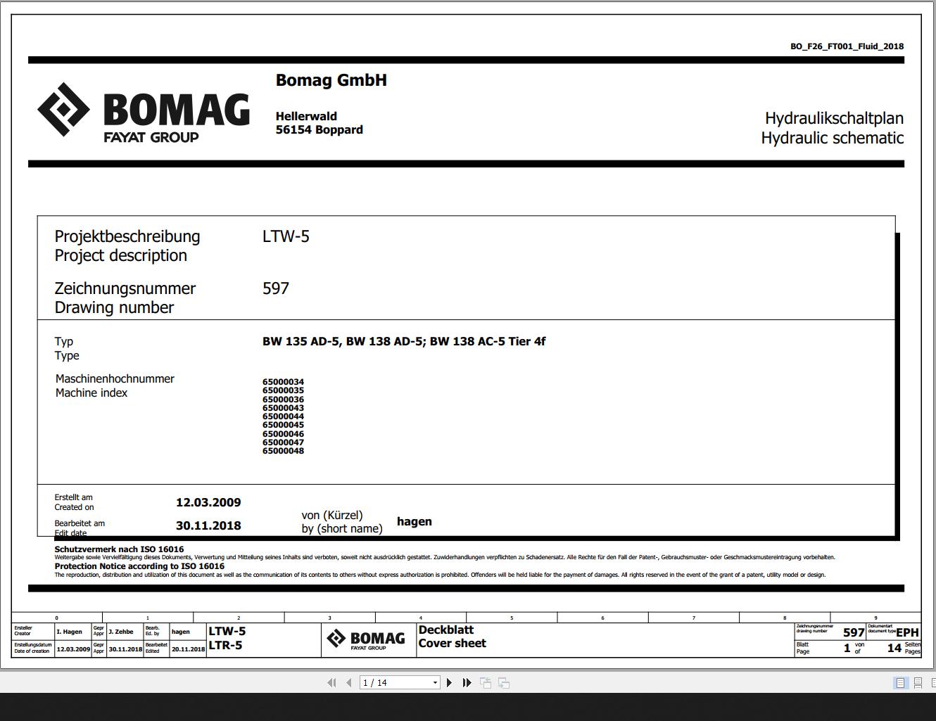 Bomag BW135AD 5 BW138AD 5 BW138AC 5 Tier 4f Hydraulic Schematic Function 597 2018 EN DE 1